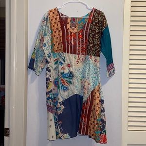 NWT Johnny Was Multicolored 3/4 Sleeves Midi Dress